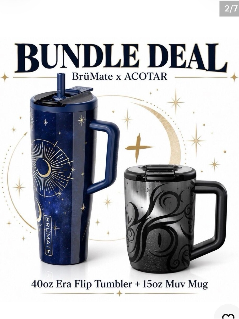 BrüMate 40oz Era Flip Tumbler & 15oz Muv Mug Bundle - Black Starry & Black Swirl